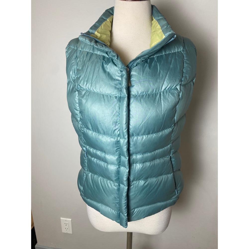Eddie Bauer Premium Goose Down Puffer Vest Teal Blue Ripstop Small